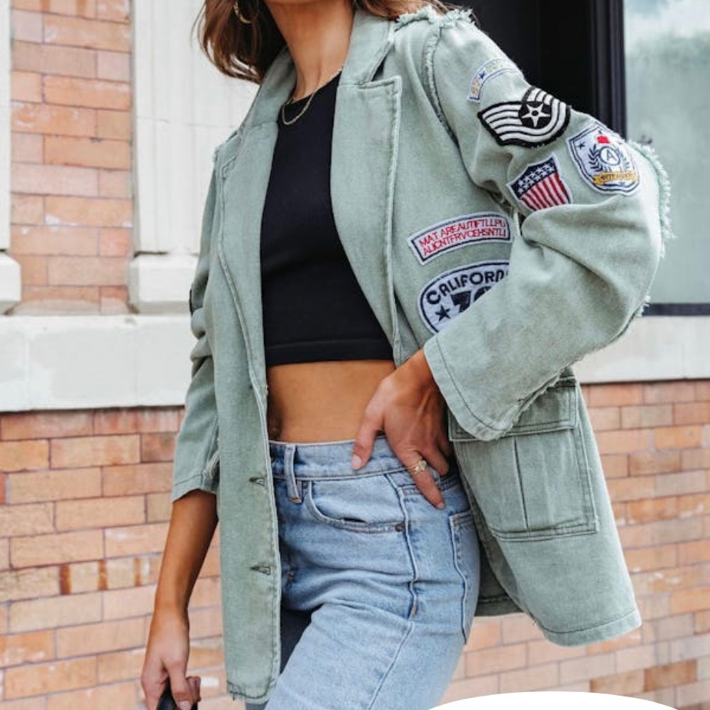 VICI RALPHIE POCKETED PATCH JACKET - OLIVE - LIKE NEW